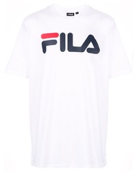 T-shirt à col rond imprimé blanc Fila