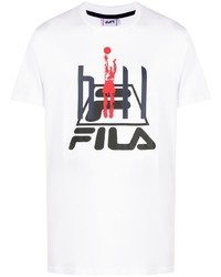 T-shirt à col rond imprimé blanc Fila