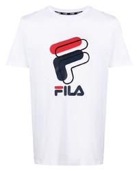 T-shirt à col rond imprimé blanc Fila