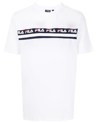 T-shirt à col rond imprimé blanc Fila