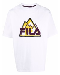 T-shirt à col rond imprimé blanc Fila