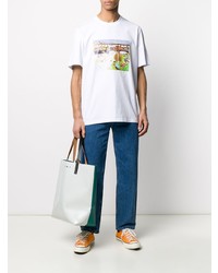 T-shirt à col rond imprimé blanc MSGM