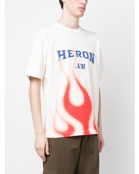 T-shirt à col rond imprimé blanc Heron Preston