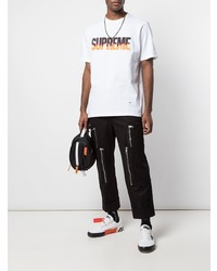 T-shirt à col rond imprimé blanc Supreme