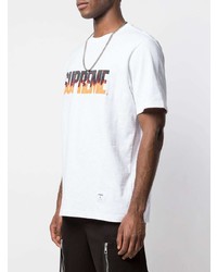 T-shirt à col rond imprimé blanc Supreme