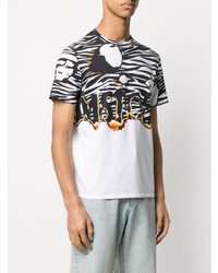 T-shirt à col rond imprimé blanc Just Cavalli