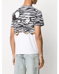 T-shirt à col rond imprimé blanc Just Cavalli