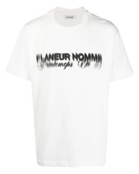 T-shirt à col rond imprimé blanc Flaneur Homme