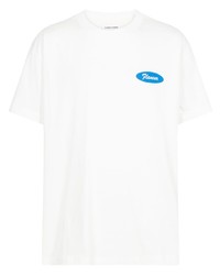 T-shirt à col rond imprimé blanc Flaneur Homme