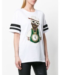 T-shirt à col rond imprimé blanc Nil & Mon