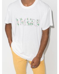 T-shirt à col rond imprimé blanc Amiri