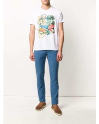 T-shirt à col rond imprimé blanc Etro