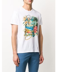 T-shirt à col rond imprimé blanc Etro