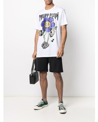 T-shirt à col rond imprimé blanc Philipp Plein