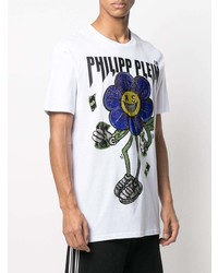 T-shirt à col rond imprimé blanc Philipp Plein