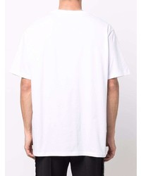 T-shirt à col rond imprimé blanc Balmain