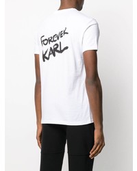 T-shirt à col rond imprimé blanc Karl Lagerfeld