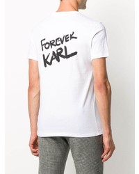 T-shirt à col rond imprimé blanc Karl Lagerfeld