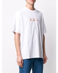 T-shirt à col rond imprimé blanc MAISON KITSUNÉ