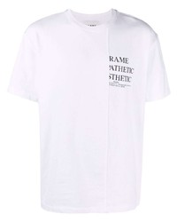 T-shirt à col rond imprimé blanc Frame