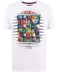 T-shirt à col rond imprimé blanc Frankie Morello