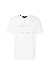 T-shirt à col rond imprimé blanc Frankie Morello