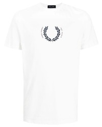 T-shirt à col rond imprimé blanc Fred Perry