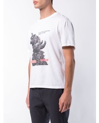 T-shirt à col rond imprimé blanc Julien David