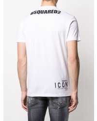 T-shirt à col rond imprimé blanc DSQUARED2