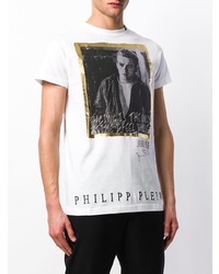 T-shirt à col rond imprimé blanc Philipp Plein