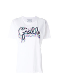 T-shirt à col rond imprimé blanc Gaelle Bonheur