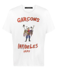 T-shirt à col rond imprimé blanc Garcons Infideles