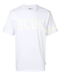 T-shirt à col rond imprimé blanc Gcds