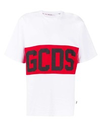 T-shirt à col rond imprimé blanc Gcds