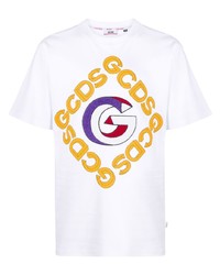 T-shirt à col rond imprimé blanc Gcds