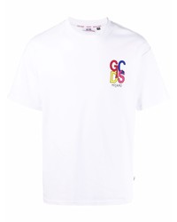 T-shirt à col rond imprimé blanc Gcds