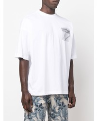 T-shirt à col rond imprimé blanc Zegna