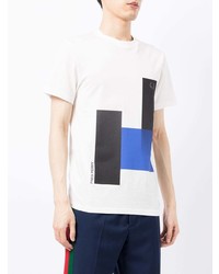 T-shirt à col rond imprimé blanc Fred Perry