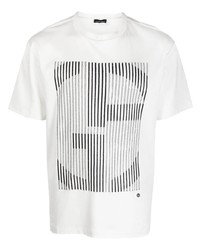 T-shirt à col rond imprimé blanc Giorgio Armani