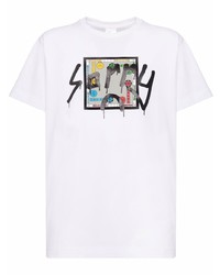 T-shirt à col rond imprimé blanc Giuseppe Zanotti