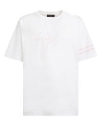 T-shirt à col rond imprimé blanc Giuseppe Zanotti