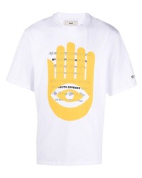 T-shirt à col rond imprimé blanc Gmbh