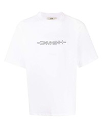 T-shirt à col rond imprimé blanc Gmbh