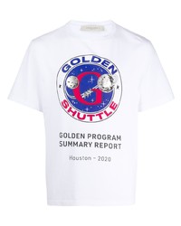 T-shirt à col rond imprimé blanc Golden Goose
