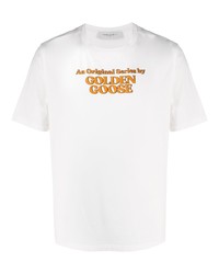 T-shirt à col rond imprimé blanc Golden Goose