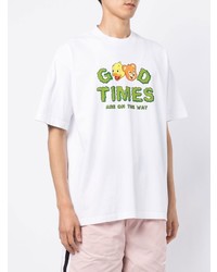 T-shirt à col rond imprimé blanc DOMREBEL