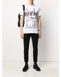 T-shirt à col rond imprimé blanc Philipp Plein