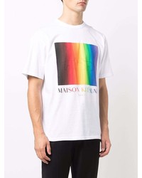 T-shirt à col rond imprimé blanc MAISON KITSUNÉ