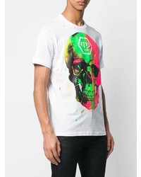 T-shirt à col rond imprimé blanc Philipp Plein