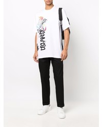 T-shirt à col rond imprimé blanc DSQUARED2